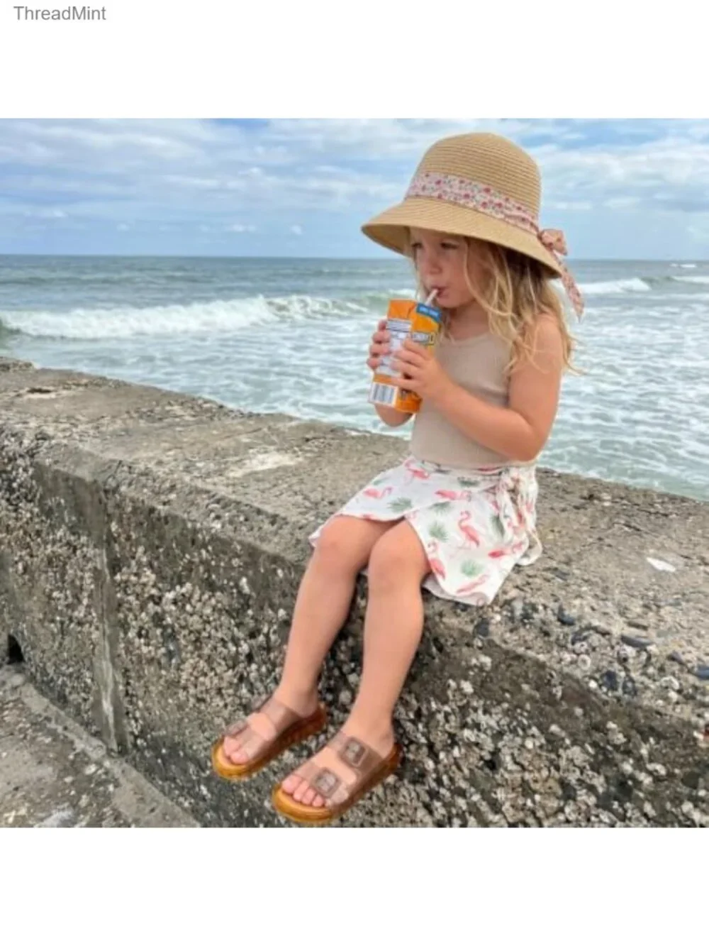 CUSHIONAIRE Pool-K Jelly Sandals Girls Water Friendly Slip-On Slides